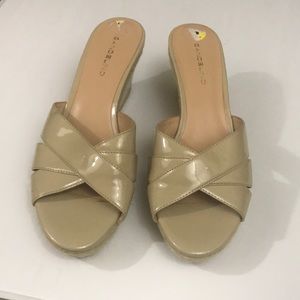 Wedge heel mules 2 1/2 inch heel NWOB